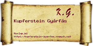 Kupferstein Gyárfás névjegykártya